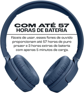 FONE OUVIDO BLUETOOTH AZUL TUNE520BT - JBLT520BTBLUE - JBL