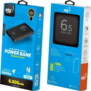 CARREGADOR PORTATIL ELG 6500MAH PRETO - PB65