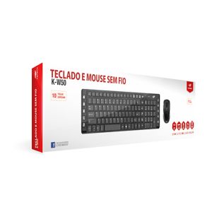 KIT TECLADO E MOUSE SEM FIO USB K-W50BK